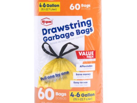 NEW WHOLESALE DRAWSTRING GARBAGE BAGS 4-6GAL 60C. YELLOW COLOR SOLD BY CASE For Cheap