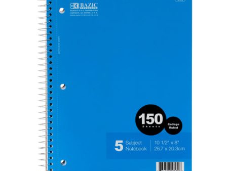 WHOLESALE BAZIC NOTEBOOK 150CT 5-SUBJECT COLLEGE RULE SOLD BY CASE Hot on Sale