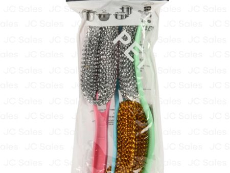 WHOLESALE SCRUBBER STEEL W HANDLE 3PK SOLD BY CASE Online Hot Sale