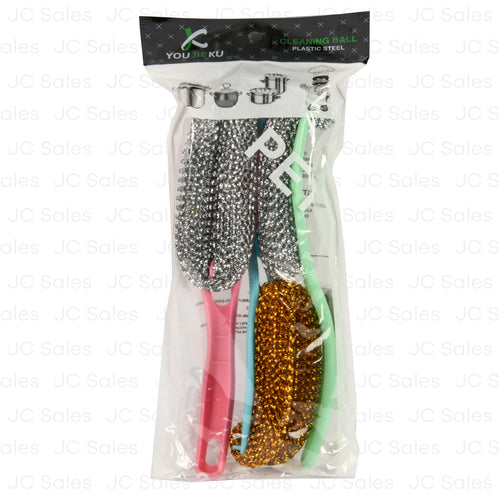 WHOLESALE SCRUBBER STEEL W HANDLE 3PK SOLD BY CASE Online Hot Sale