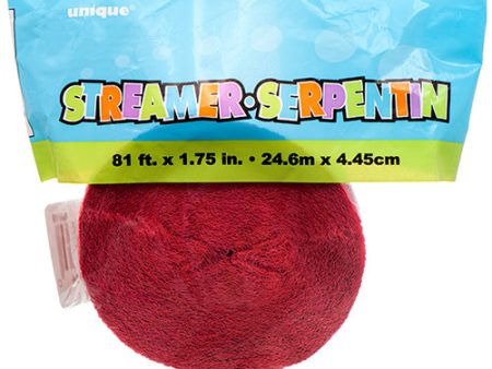 WHOLESALE UNIQUE #6326 STREAMER RED 1.75INX81FT SOLD BY CASE For Cheap