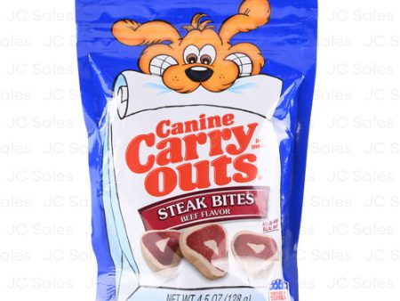 WHOLESALE DOG TREAT CANINE CARRY OUTS STEAK BITES (BEEF FLAVOR) 4.5OZ SOLD BY CASE For Discount