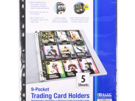 NEW WHOLESALE BAZIC 9-POCKET DOUBLE SIDED SPORTS CARD HOLDER 5CT SOLD BY CASE For Discount