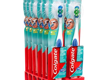 WHOLESALE COLGATE TOOTHBRUSH 360 MEDIUM CLEAN SOLD BY CASE For Sale