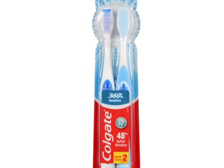 NEW WHOLESALE COLGATE TOOTHBRUSH 360 SENSITIVE EXTRA SOFT 2 PK SOLD BY CASE Sale