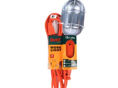 WHOLESALE ELECTRIC INDOOR OUTDOOR EXTENSION CORD W  WORK LIGHT 12FT SOLD BY CASE on Sale