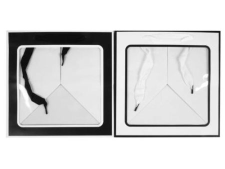 NEW WHOLESALE GIFT BAG WIDE MEDIUM BLACK & WHITE W  CLEAR WINDOW SOLD BY CASE Hot on Sale