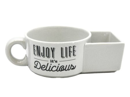 WHOLESALE ENJOY LIFE IT S DELICIOUS MUG W  BUILT IN CONTAINER 12-OZ SOLD BY CASE Fashion