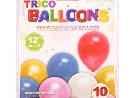 WHOLESALE TRICO 12 PEARLIZED LATEX BALLOON 10CT ASSORTED COLORS SOLD BY CASE Online Hot Sale