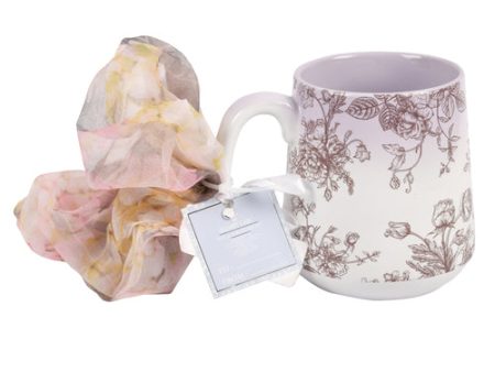 NEW WHOLESALE CERAMIC MUG FLORAL DESIGN REACTIVE TALL  W SCRUNCHIE SOLD BY CASE Discount