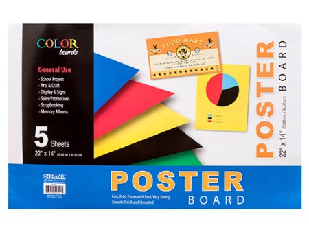 WHOLESALE BAZIC POSTER BOARD 22X14 ASST COLOR 5 SHEETS SOLD BY CASE For Cheap