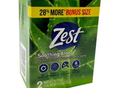 WHOLESALE ZEST BAR SOAP REFRESHING FRESH ALOE 2 PK X 4.12 OZ SOLD BY CASE on Sale