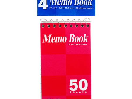 WHOLESALE BAZIC MEMO BOOK 3 X 5 50 SHEET 4PK ASSORTED COLOR SOLD BY CASE Cheap