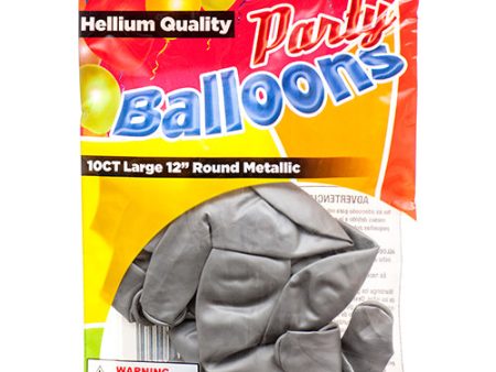 WHOLESALE BALLOON METALLIC SILVER 12 10CT SOLD BY CASE Discount