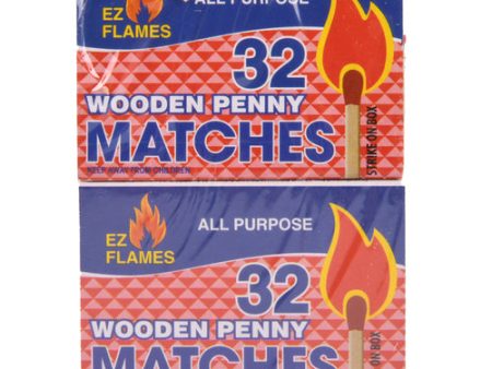 NEW WHOLESALE EZ FLAMES WOODEN PENNY MATCHES 32 CT. 10PK. SOLD BY CASE Online Hot Sale