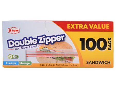 WHOLESALE RI-PAC DOUBLE ZIPPER SANDWICH BAG 100-CT SOLD BY CASE Online