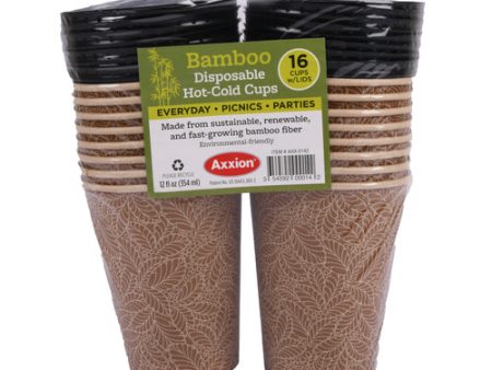 WHOLESALE BAMBOO COFFEE PAPER CUP W LID 12 OZ 16CT SOLD BY CASE on Sale