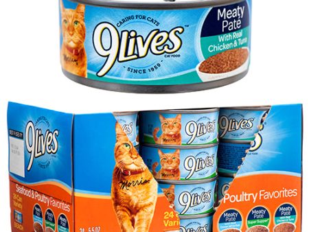 WHOLESALE 9 LIVES VARIETY PK 3 FLAVORS 5.5Z SEAFOOD & POULTRY SOLD BY CASE Cheap