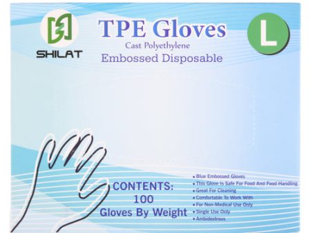 NEW WHOLESALE TPE EMBOSSED DISPOSABLE GLOVES BLUE  LG 100-CT SOLD BY CASE on Sale