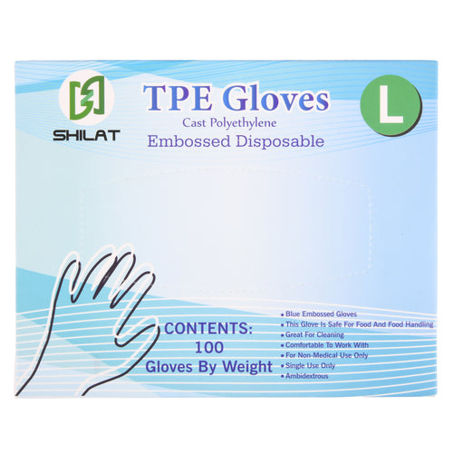 NEW WHOLESALE TPE EMBOSSED DISPOSABLE GLOVES BLUE  LG 100-CT SOLD BY CASE on Sale