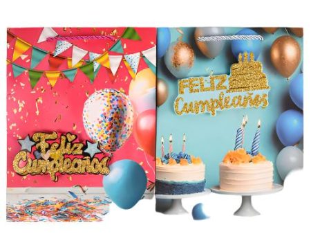 WHOLESALE GIFT BAG SM-3D FELIZ CUMPLEANOS ASST COLORS & DESIGN SOLD BY CASE Online now