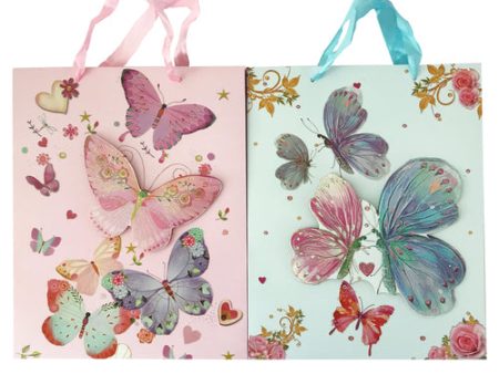 WHOLESALE GIFT BAG MEDIUM BUTTERFLY ASST COLOR #6457 SOLD BY CASE Sale