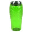 NEW WHOLESALE CLEAR GREEN PLASTIC TUMBLER DIAMOND PATTERN TEXTURE 16OZ. SOLD BY CASE Online Sale