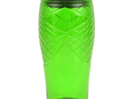 NEW WHOLESALE CLEAR GREEN PLASTIC TUMBLER DIAMOND PATTERN TEXTURE 16OZ. SOLD BY CASE Online Sale