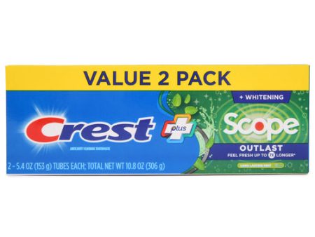 NEW WHOLESALE CREST PLUS W SCOPE OUTLAST 2 PK X 5.4 OZ SOLD BY CASE Cheap