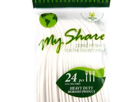 WHOLESALE BIO PLASTIC FORK 24CT HEAVY DUTY WHITE SOLD BY CASE For Sale