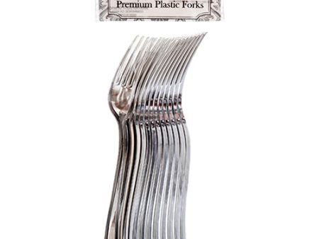 WHOLESALE SILVER PLASTIC CUTLERY FORK 12CT #11429 SOLD BY CASE Hot on Sale