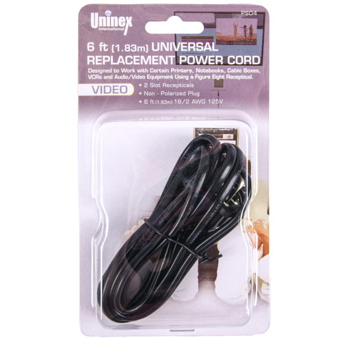 NEW WHOLESALE UNINEX VIDEO UNIVERSAL REPLACE POWER CORD 6-FT SOLD BY CASE Discount