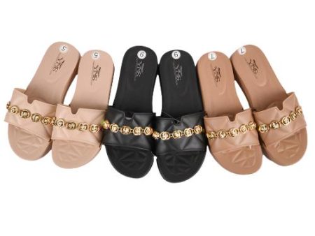 WHOLESALE WOMEN SANDALS  WITH  METAL DETAIL  ASST COLOR SOLD BY CASE Hot on Sale