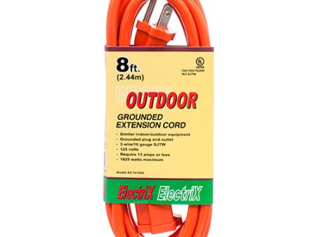 WHOLESALE ELECTRIC EXTENSION CORD 8FT UL OUTDOOR 16 GAUGE SOLD BY CASE Hot on Sale