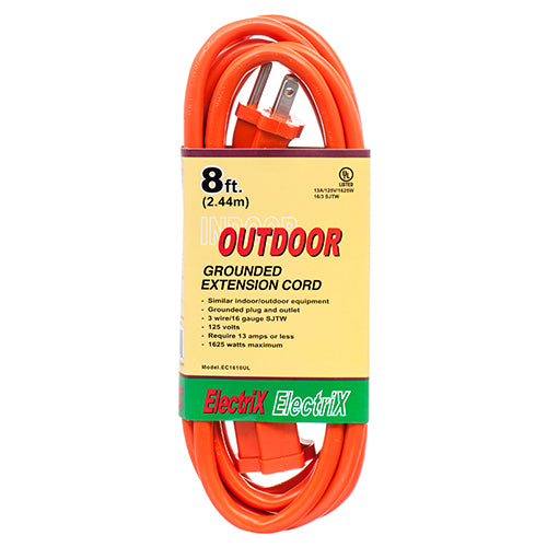 WHOLESALE ELECTRIC EXTENSION CORD 8FT UL OUTDOOR 16 GAUGE SOLD BY CASE Hot on Sale