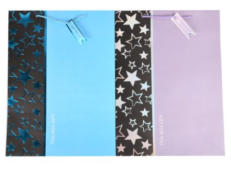 NEW WHOLESALE GIFT BAG LARGE  JUST FOR YOU  W  STARS ASST COLORS SOLD BY CASE Online Sale