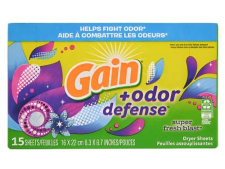 WHOLESALE GAIN DRYER SHEETS SUPER FRESH BLAST 15 CT SOLD BY CASE For Sale