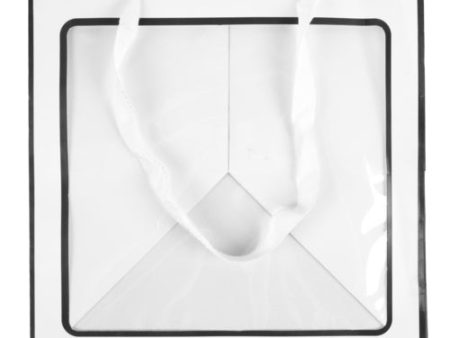 NEW WHOLESALE GIFT BAG WIDE X-LARGE BLACK & WHITE W  CLEAR WINDOW SOLD BY CASE Cheap