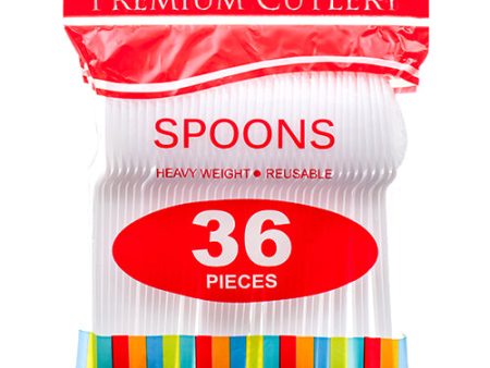 WHOLESALE PLASTIC SPOON 36 CT WHITE COLOR SOLD BY CASE For Cheap