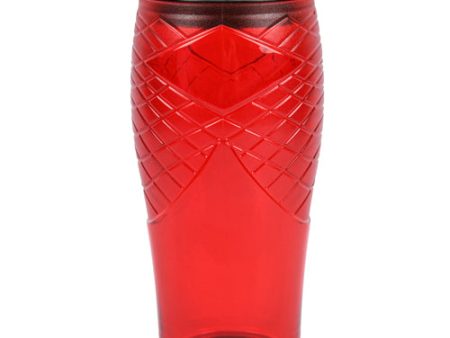 NEW WHOLESALE CLEAR RED PLASTIC TUMBLER DIAMOND PATTERN TEXTURE 16OZ. SOLD BY CASE Online