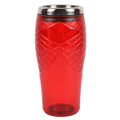 NEW WHOLESALE CLEAR RED PLASTIC TUMBLER DIAMOND PATTERN TEXTURE 16OZ. SOLD BY CASE Online