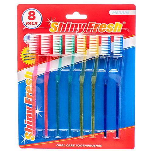 WHOLESALE SHINY FRESH TOOTHBRUSH 8 PK W BLISTER PACK SOLD BY CASE Hot on Sale