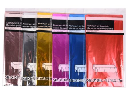 NEW WHOLESALE ALUMINUM FOILTABLECLOTH ASST METALIC COLORS 54x108 SOLD BY CASE Sale