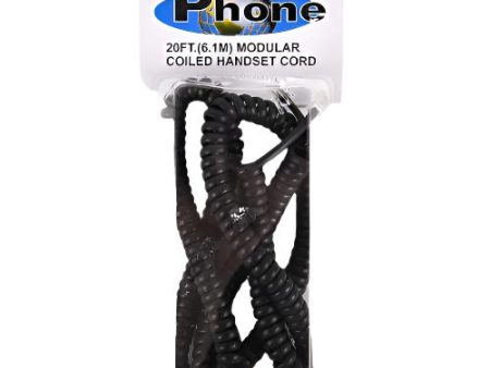 WHOLESALE PHONE COIL CORD 20FT BLACK SOLD BY CASE Online Sale