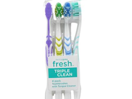 WHOLESALE DENTAL GURU TRIPLE CLEAN TOOTHBRUSH 4 PK SOLD BY CASE Online Sale