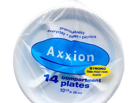 WHOLESALE AXXION FOAM PLATE ROUND DIVIDED 10 WHITE 14 CT SOLD BY CASE on Sale