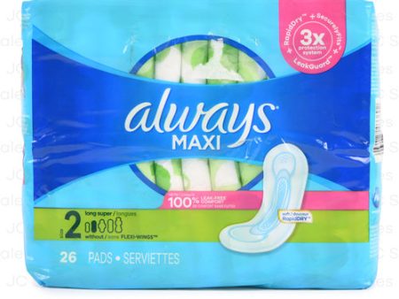 WHOLESALE ALWAYS MAXI SUPER PADS W WINGS SIZE2 26 CT SOLD BY CASE Fashion