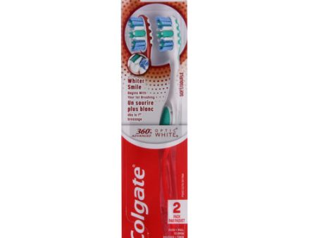 NEW WHOLESALE COLGATE TOOTHBRUSH 360 OPTIC WHITE SOFT 2 PK SOLD BY CASE Supply